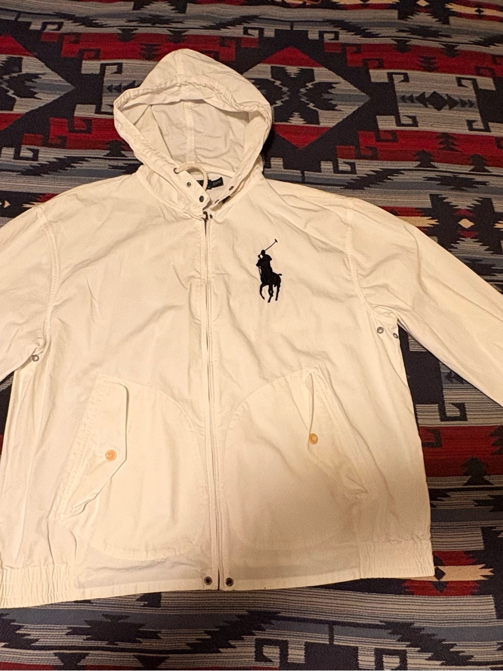 Vintage Polo Ralph Lauren White Big Pony Hooded Zip Jacket XXL